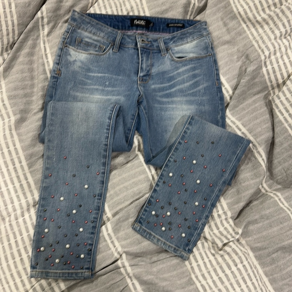 Bedazzled straight leg jeans